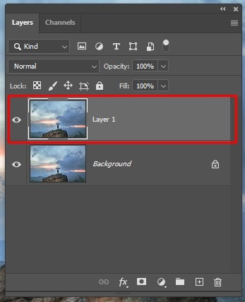 click twice over duplicate layer